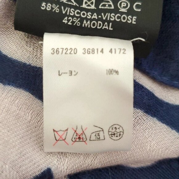 Auth GUCCI - Navy Light Pink Rayon Scarf - Picture 3 of 5